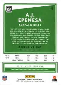A.J. Epenesa - Panini Donruss Optic Base Set 2020, Nr. 112 – Rookie Card