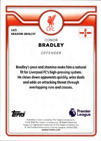 Conor Bradley - Topps Flagship Premier League Base Set 2026-27, Nr. 165
