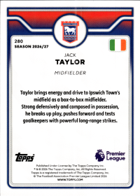 Jack Taylor - Topps Flagship Premier League Base Set 2026-27, Nr. 280 – Rookie Card