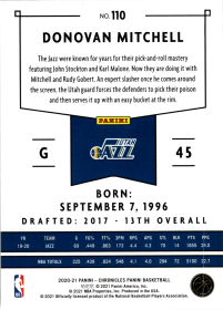 Donovan Mitchell - Panini Chronicles Panini 2020-21, Nr. 110