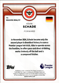 Kevin Schade - Topps Flagship Premier League Base Set 2026-27, Nr. 73
