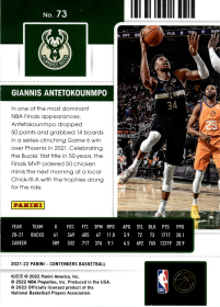Giannis Antetokounmpo - Panini Contenders Season Ticket 2021-22, Nr. 73