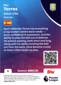 Pau Torres - Topps Match Attax Premier League Base Set 2025-26, Nr. 21