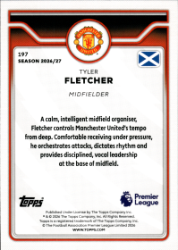 Tyler Fletcher - Topps Flagship Premier League Base Set 2026-27, Nr. 197 – Rookie Card