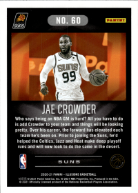 Jae Crowder - Panini Illusions Base Set 2020-21, Nr. 60 – Trophy Collection Orange