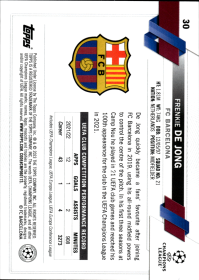 Frenkie de Jong - Topps Chrome UEFA Club Competitions Base Set 2022-23, Nr. 30