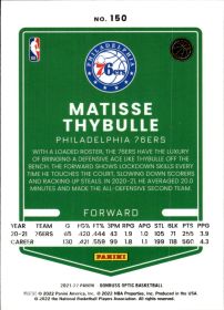 Matisse Thybulle - Panini Donruss Optic Base Set 2021-22, Nr. 150