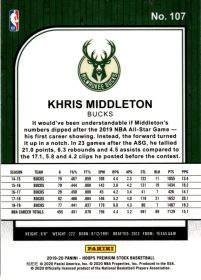Khris Middleton - Panini Hoops Premium Stock Base Set 2019-20, Nr. 107