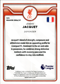 Jérémy Jacquet - Topps Flagship Premier League Base Set 2026-27, Nr. 161 – Rookie Card