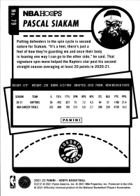 Pascal Siakam - Panini Hoops Base Set 2021-22, Nr. 79