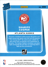 Sharife Cooper - Panini Donruss Rated Rookie 2021-22, Nr. 208