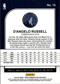 D'Angelo Russell - Panini Hoops Premium Stock Base Set 2019-20, Nr. 18