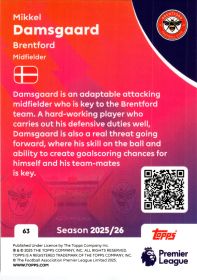 Mikkel Damsgaard - Topps Match Attax Premier League Base Set 2025-26, Nr. 63
