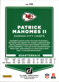 Patrick Mahomes II - Panini Donruss Base Set 2021, Nr. 116