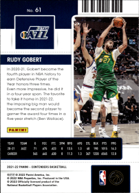 Rudy Gobert - Panini Contenders Season Ticket 2021-22, Nr. 61