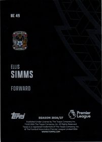 Ellis Simms - Topps Flagship Premier League Black Edge Edition 2026-27, Nr. BE 49 – Insert