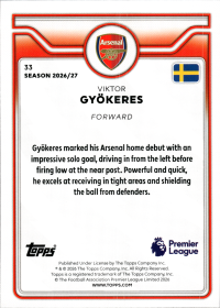 Viktor Gyökeres - Topps Flagship Premier League Base Set 2026-27, Nr. 33