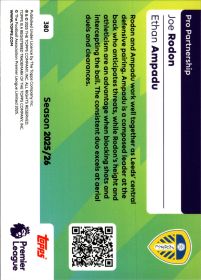 Joe Rodon & Ethan Ampadu - Topps Match Attax Premier League Pro Partnership 2025-26, Nr. 380