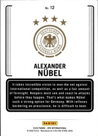 Alexander Nübel - Panini DFB International Adler 2026, Nr. 12 – Insert